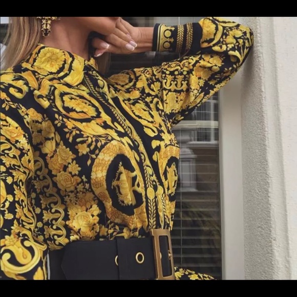 New Multi Colored Vintage Print Button-Up Dress - Picture 2 of 4